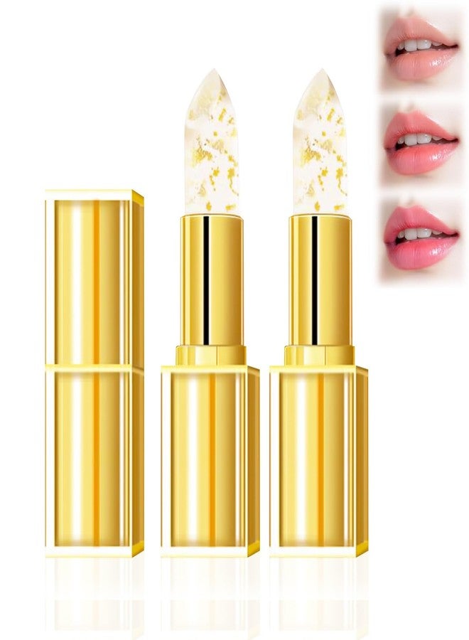 Iiglitch Transferproof Color Changing Lipstick, Gold Foil Moisturizing Glossy Shine Lip Gloss, Gold Crystal Color Changing Lipstick, Warm Change Color Change Lip Stick for Women Deep Nourishment (2Pcs) - Image 1